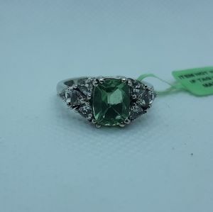 Genuine Color Change Fluorite & White Topaz Ring
